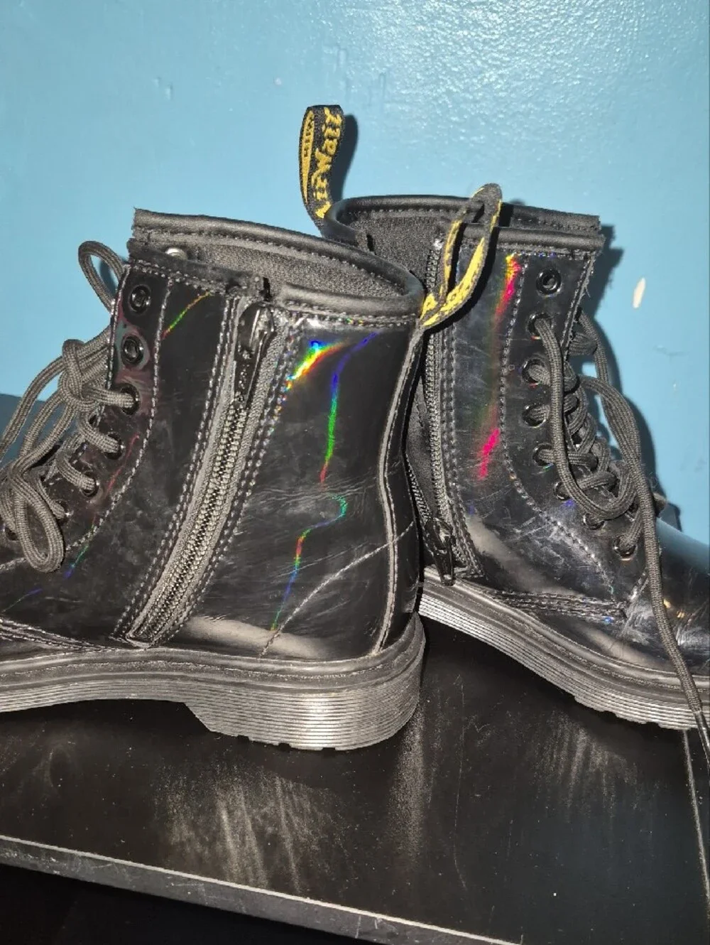 Dr. Marten Black Patent Lace-Up Kids Boots